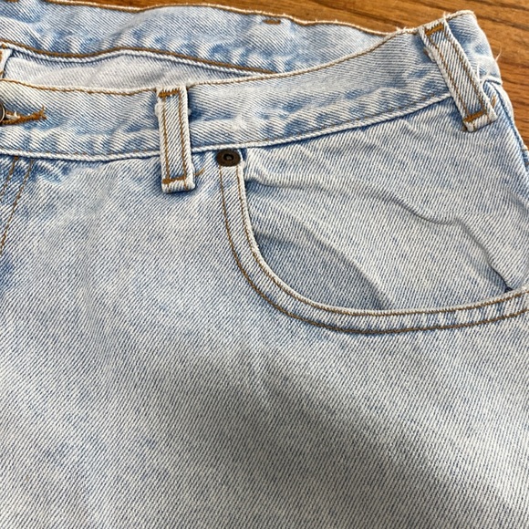 **Sold” Vintage Two Pepper Vintage Men's Denim Shorts. Loose Leg Logo 90's - Picture 4 of 11